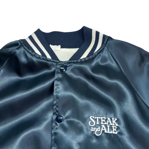 Vintage Steak And Ale Restaurant Blue Bomber Jacket Size Large - Picture 2 of 11